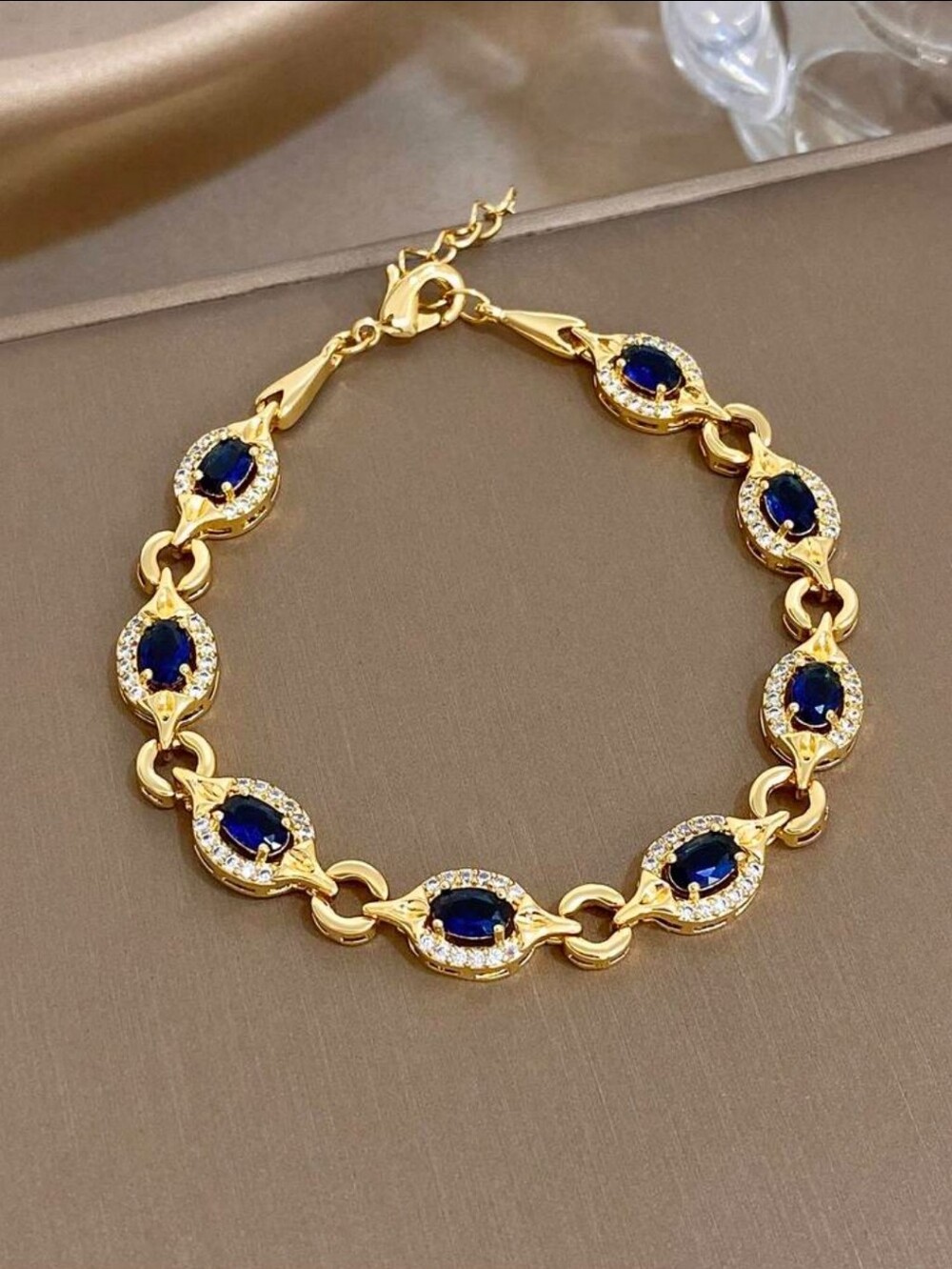 Multicolor Sapphire Bracelet 18k Real Gold Plated, Anti-fading Luxury Vintage - Picture 5 of 11